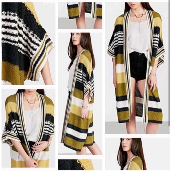 Ecote Duster Cardigan Sweater Open Long Oversized Color block Stripes Size XS/S - Picture 2 of 11
